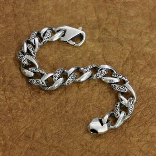 Lobster Clasp Bracelet 925 Sterling Silver Mens Link Chain TA230