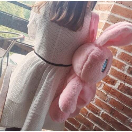Women Kawaii Lolita Plush Rabbit Doll Backpack Girls Large Bunny Shoulder Bags
