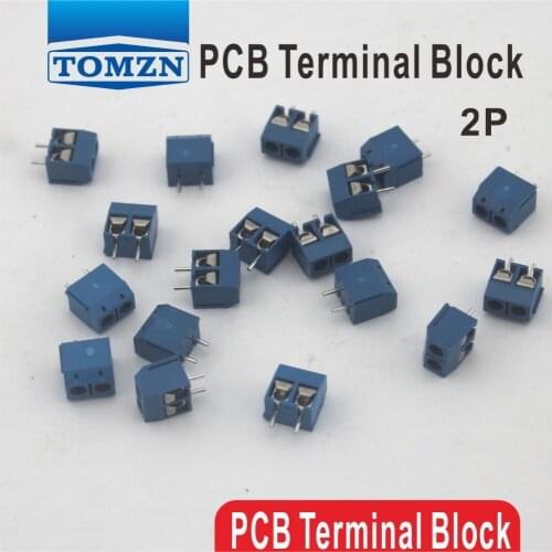 100 pcs 2 Pin Screw blue PCB Terminal Block Connector 5mm Pitch