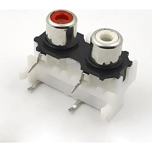 100pcs RCA Plug AV Lotus Socket Audio Video Cable Connector 2 Holes Socket