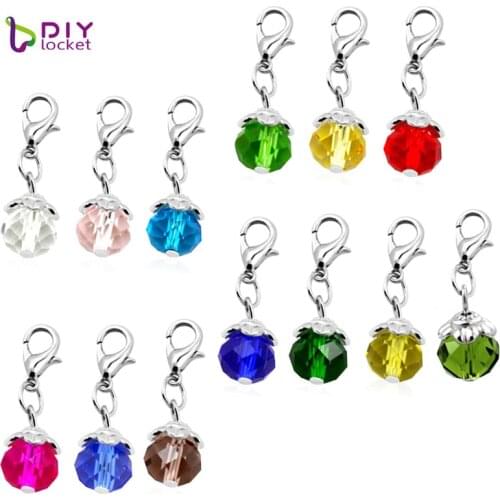 20pcs Lobster Clasp Charms Colorful Charms Pendant For Glass Living Memory Locket DIY bracelet necklace Accessories LSFE01*20