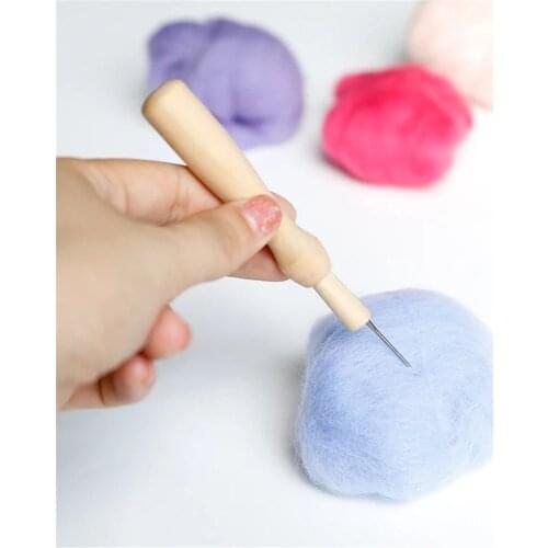 5pcs/set 7.9cm Handmade Wooden Handle Felting Needles Wool Pocked Tools Portable Diy Package Craft Felting Accessories