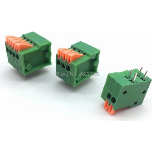 50pcs KF141R 2.54mm Pitch Spring Terminal Blocks Connector 2/3/4/5/6/7/8/910Pin KF141R Right Angle Green