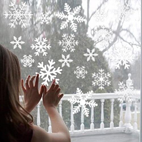 76pcs/set Removable Snowflake Shape Wall Sticker Static Art Mural for Christmas Window Glass Door Decoration