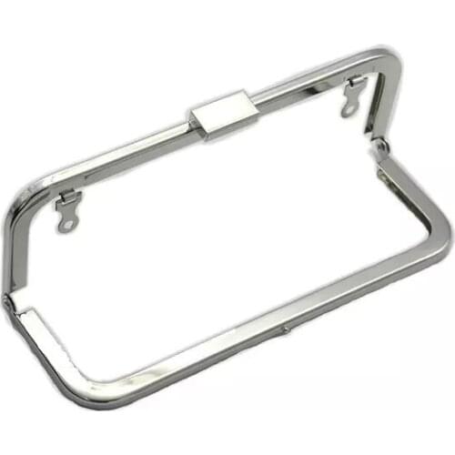 7 x 2.5 inches (18 x 6.5 cm) - Silver Nickel Clutch Purse Frame with Chain Loops