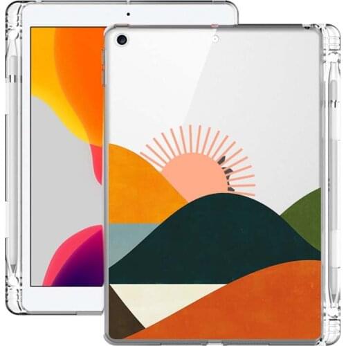 Abstract Landscape Silicon Cases for Ipad Mini 2 3 4 Cover with Pencil Holder for Ipad Air 1 2 3 7th Generation 11 Pro 2018 2020