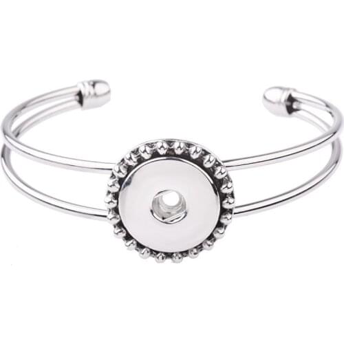 Brand EAMIOR Snap Button Cuff Bracelets & Bangles Round Charm Metal Bracelet For Woman 18mm Snap Button Jewelry DIY Craft