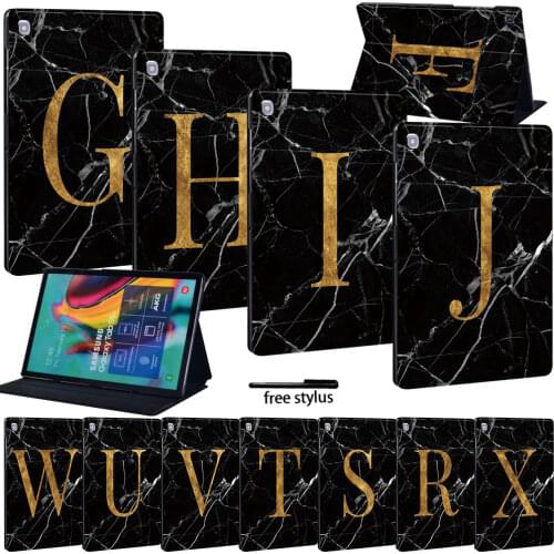 Marble Initial Name Tablet Case for Samsung Galaxy Tab S4 T835 10.5"/S5e T725/S6 T865/S6 Lite 10.4" P610 P615/S7 T870 T875 11"