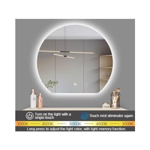 CTL804 80CM Irregular Round Hotel Wall Mounted Smart Led Light Bathroom Bath Mirror with Defogger Creative Bathroom Mirror