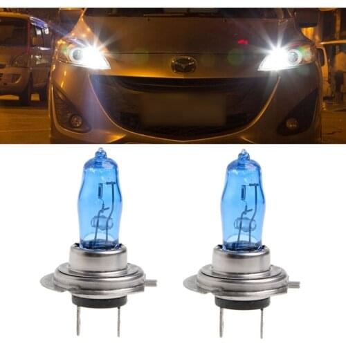 New 2 Pcs H7 6000K Gas Halogen Headlight White Light Lamp Bulbs 100W Bright DC 12V for Vehicle Car