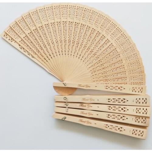Customized Wedding Party Gift Decor Favors Chinese Wood Folding Hand Fan With Organza Bag LX8752