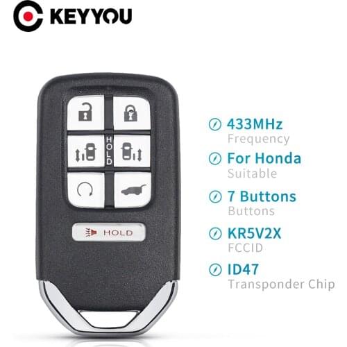 KEYYOU For HONDA ODYSSEY EX LX 2018 2019 2020 Smart Remote Car Key Keyless Fob FCCID KR5V2X 433Mhz ID47 Chip 7 6+1 Buttons