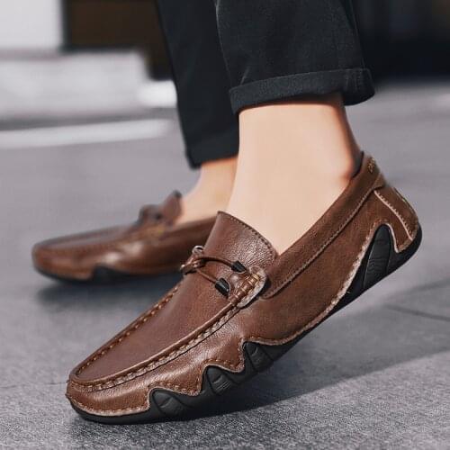 Classic Men Leather 3 Colors Flat Italian Style Driving Shoes Man Casual Mocasines Comfy Slip On Loafers Male Footwear