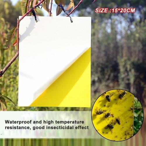2PCS Yellow Sticky Glue Paper Insect Trap Catcher Killer Fly Aphids Wasp Lot Insect Killer Pest Control Garden Home Supplies