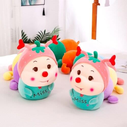 95-110 cm creative colorful caterpillar pillow plush toy strawberry bug doll bed doll to give girls activity gifts