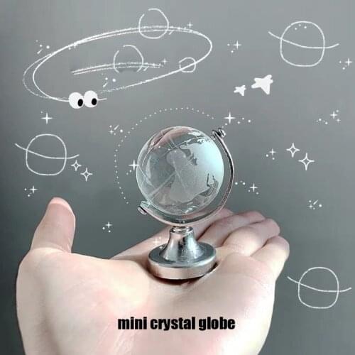 Round Clear Cute Crystal World Map Earth Globe Office Desk Decor Crafts Glass Sphere Balls Art Globe Toy Gift Educational Tool