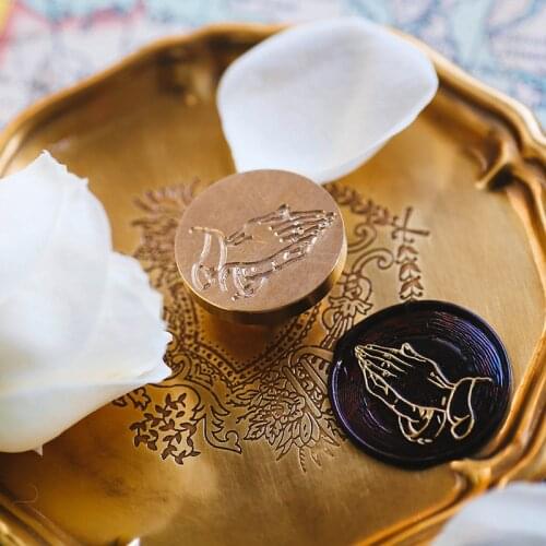 Brass Prayer Hand Wax Seal Diy Fire Lacquer Seal Peace Good luck Prayer Seal Wedding Invitation Sealing Wax Stamp Accessories