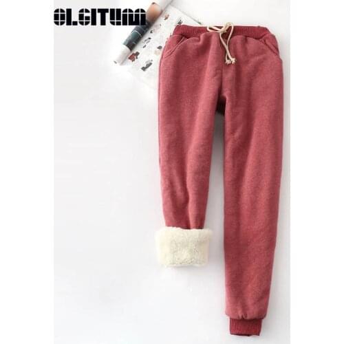 Hot 2020 Harem Pants Women Winter Causal Thick Keep Warm Lambskin Cashmere Trousers for Felamle Loose Pants 9Colors Plus Size