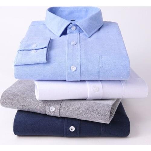 BROWON Brand Spring and Autumn Long Sleeve Shirt Mens Shirts Casual Slim Fit Button Solid Color Business Casusal Shirt for Man