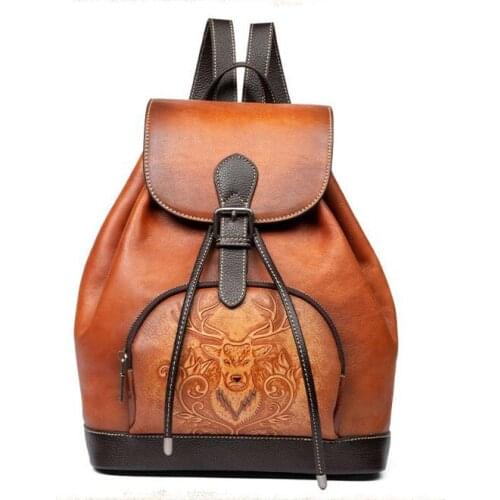 2021 New leather Backpack Famous Brand college style backpack high-quality retro hand-rubbed female bag leisure travel bag