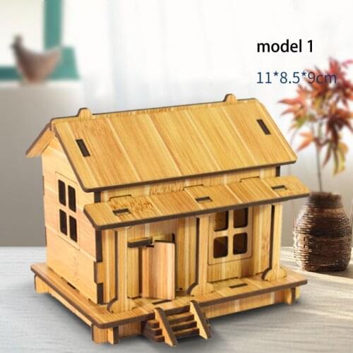 New 3D Bamboo Wooden Puzzle Toys Jigsaw Architecture House DIY Assembly Kit Kids Learning Educational Wooden Toys For Children