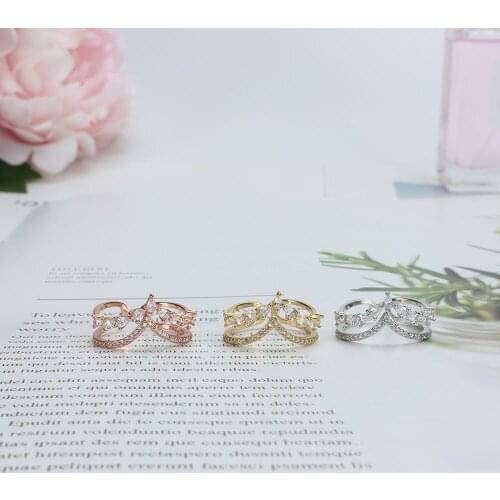 New original design fine zircon rings 925 silver open V-shaped crown ring for womens Engagement & marriage DIY jewelry gifts hot