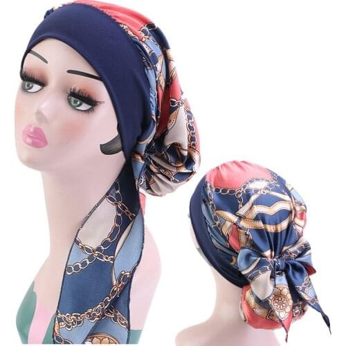 Beanies Skullies Women Faux Silk Braided Muslim Turbans Nursing Hats Ladies Wholesale Bonnets