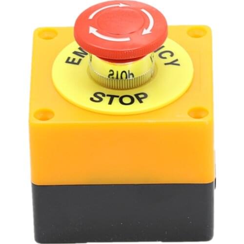 Plastic Shell Red Sign Push Button Switch DPST Mushroom Emergency Stop Button AC 660V 10A NO+NC LAY37-11ZS