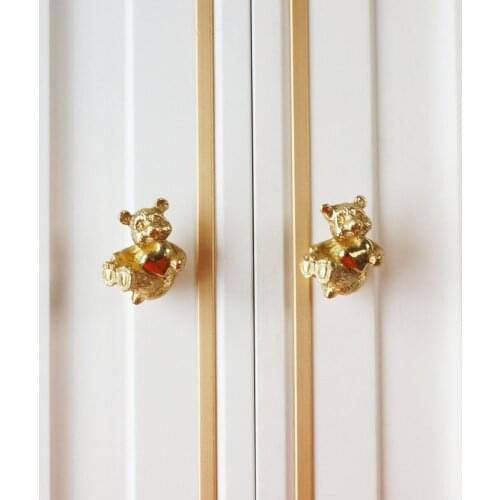 Pure Copper Bear Shape Knob Kitchen Cabinet Knobs and Handles Drawer Pulls Living Room Bedroom Brass Furniture Decor Hardware