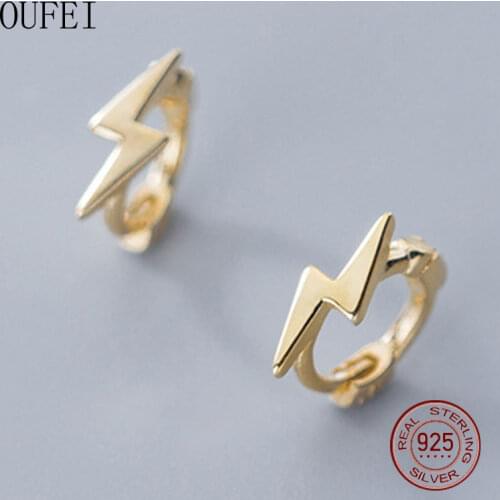 OUFEI Lightning Hoop Earring Women Small Simple And Fine 2021 Fashion Trends 100% 925 Silver Earrings Girl Valentines Day Gift