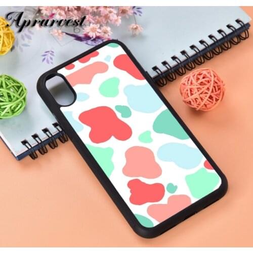 Aprarvest Colorful Cow Silicone Rubber Phone Case Cover For iPhone 6 6S 7 8 PLUS X XS XR 11 12 MINI PRO MAX