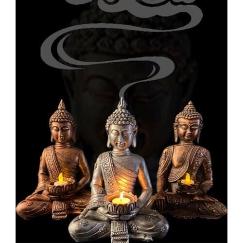 Buddha Statue Sitting Candle Holder Sculpture Decoration Tealight Holder Suitable for Living Room Hallway Patio Garden