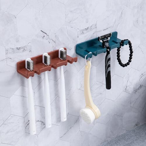 Multicard Slot Toothbrush Rack Toothbrush Organizer Hanging Storage Wall-mounted Razor Holder Bathroom Accessories Storage Rack