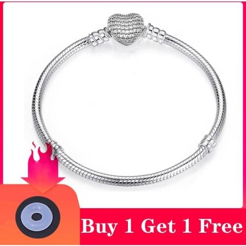 CHIELOYS High Quality Authentic Silver Color Snake Chain Brand Bracelet Fit European Charm Bracelet for Women DIY Jewelry Making