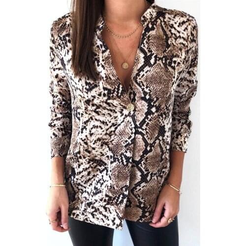 Womens explosive fashion leopard print shirt long-sleeved shirt