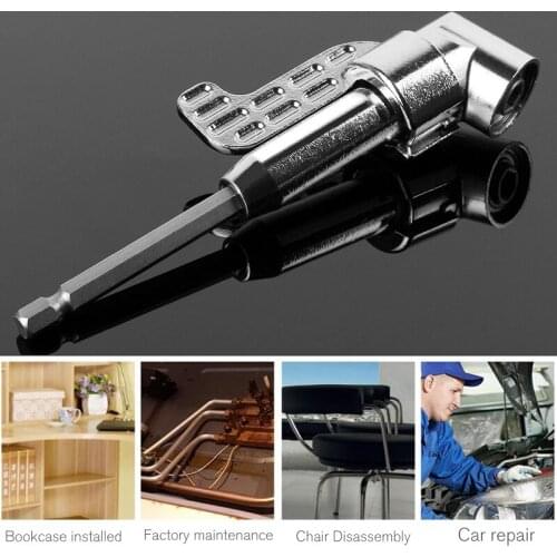 1/4" Hex Shank Power Magnetic Bit Angle Driver Screwdriver Bits Holder W/Keyless Drill Bit Chuck Quick Change Adapter Converter