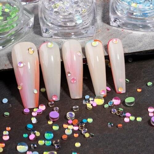 1Box Mermaid Symphony Beads Crystal Aurora Glass Nail Diamond For 3D Candy Color Nail Art Rhinestones Decoration Gems