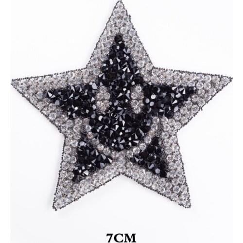 1pcs Sparkling Fun Rhinestones Star Patch Iron on Sewing Crystal Applique For Jeans Clothing Decorations