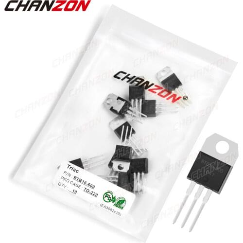 10Pcs BTB16-600 TO-220 BTB16 Triac SCR Transistor Bipolar Junction BJT Triode Tube Fets Thyristor 16A 600V Integrated Circuits