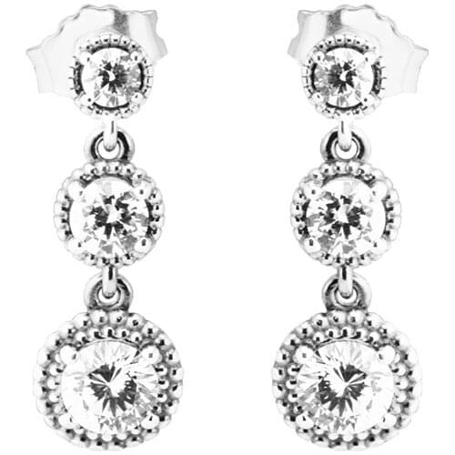 100% 925 Sterling Silver Clear CZ Eternal Elegance Dangle Earrings for Women Wedding Fine Jewelry Ear Party Gift Brincos