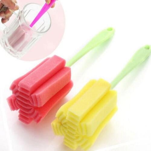 3pcs\lot Plastic Handle Sponge Brush Bottle Glass Cup Washing Cleaner Kitchen Tool