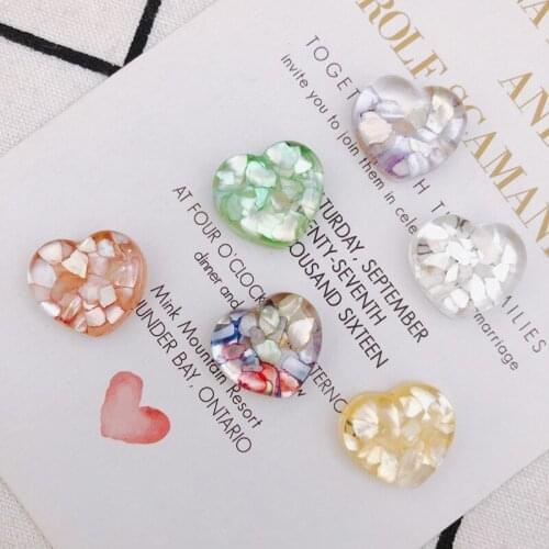 Color natural broken shell love heart heart resin patch diy earrings earrings hairpin jewelry material accessories 4pcs
