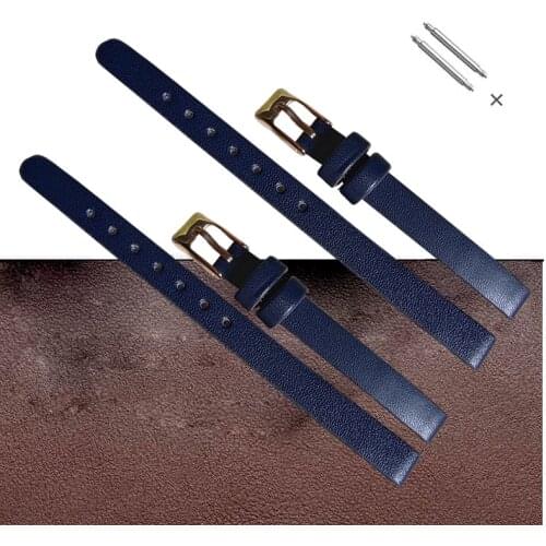 8mm Watch Strap Dark Blue Women Leather With Rose Gold Buckle band Accessories small size Soft Plain Replacement girl