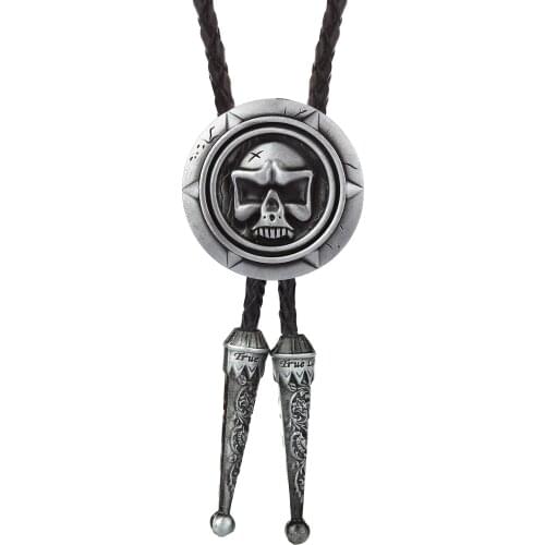 American original handmade ghost head bolo tie metal leather rope mens tuxedo suit accessories