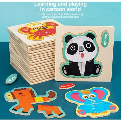 Wooden Puzzle Baby Doll Gift 0.03 Young Children Ocean Animal Cartoon Jigsaw Traffic Dinosaur Puzzle Toy Christmas Gifts Kid Toy