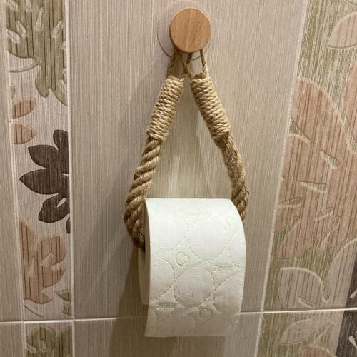 Nail-free Paper Towel Holders Towel Rack Bathroom Towel Hook Toilet Paper Holder Towel Rack Beige Hemp Color