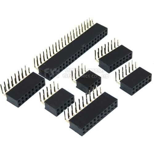 2.54mm R/A Double Row Female 2~40P PCB Board Right angle Pin Header socket Connector Pinheader 2*/4/6/10/20/40Pin For Arduino