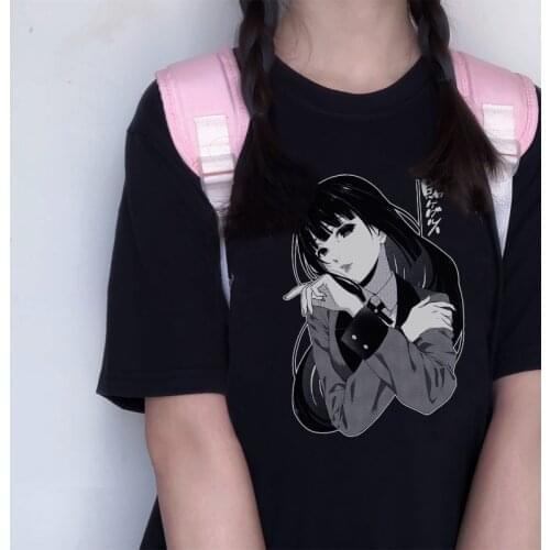 Summer Kakegurui Japan Print Fashion O-neck vintage Harajuku Ulzzang Punk Casual Streetwear Chic Cute Fun Casual Women T-shirt