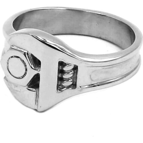 Screw Wrench Biker Ring 316L Stainless Steel Jewelry Cool Punk Tools Spanner Motor Biker Mens Women Rings Wholesale SWR0755