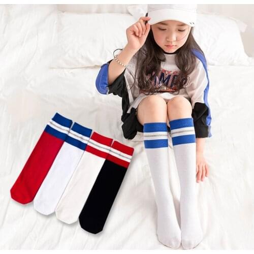 Baby Girls Knee High Socks kids boys Stripes Cotton Sports Socks for Girl Cute Long Tube Socks children Leg Warmer socks